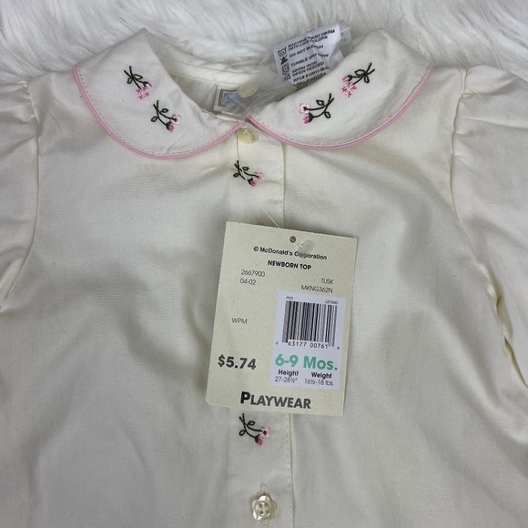 NWT Vintage Deadstock McBaby Baby Girls' Button Down Top Sz 6-9M - Picture 4 of 6